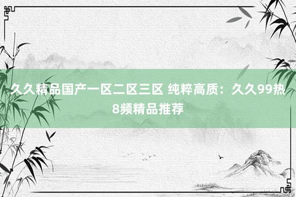 久久精品国产一区二区三区 纯粹高质：久久99热8频精品推荐