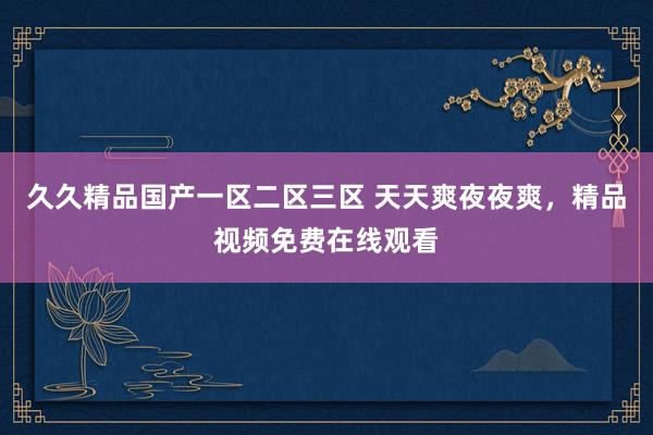 久久精品国产一区二区三区 天天爽夜夜爽，精品视频免费在线观看