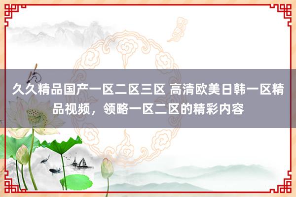 久久精品国产一区二区三区 高清欧美日韩一区精品视频，领略一区二区的精彩内容