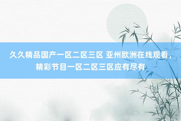 久久精品国产一区二区三区 亚州欧洲在线观看，精彩节目一区二区三区应有尽有