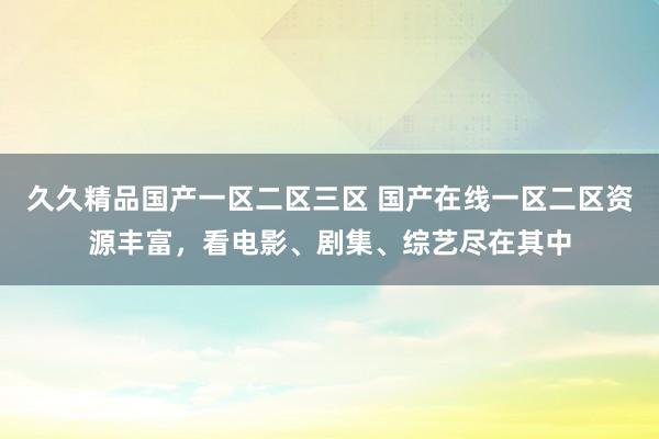 久久精品国产一区二区三区 国产在线一区二区资源丰富，看电影、剧集、综艺尽在其中