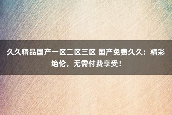 久久精品国产一区二区三区 国产免费久久：精彩绝伦，无需付费享受！