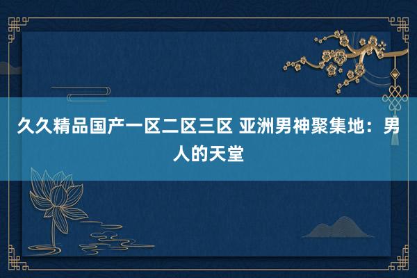 久久精品国产一区二区三区 亚洲男神聚集地：男人的天堂