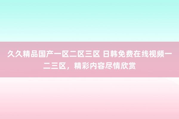 久久精品国产一区二区三区 日韩免费在线视频一二三区，精彩内容尽情欣赏