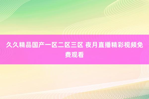 久久精品国产一区二区三区 夜月直播精彩视频免费观看