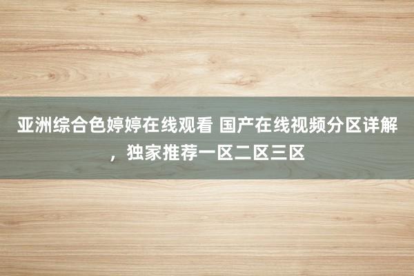 亚洲综合色婷婷在线观看 国产在线视频分区详解，独家推荐一区二区三区